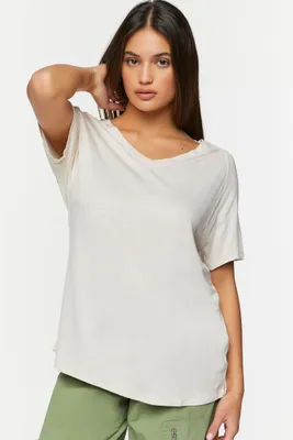Women's V-Neck Short-Sleeve T-Shirt in Oatmeal Small