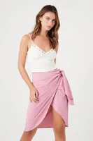 Women's Wrap Tulip-Hem Tie Skirt in Light Pink, XS