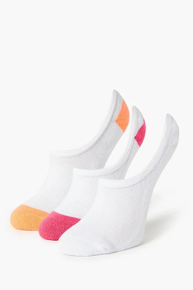 Forever 21 Ribbed No-Show Sock Set - 3 Pack in Pink/Orange