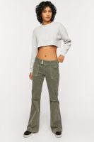 Women's Raw-Cut Thermal Crop Top in Light Grey Medium