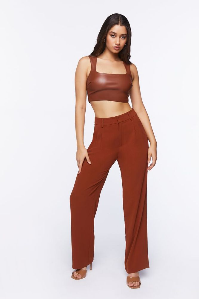 Chocolate brown pleat year-round Trousers