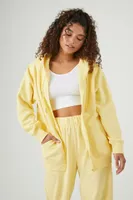 Women's Fleece Zip-Up Hoodie in Light Yellow Small