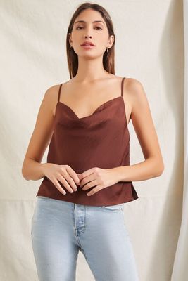 Women's Cowl Neck Cami in Brown Small