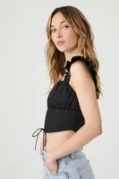Women's Corset Lace-Up Crop Top in Black Medium