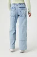 Women's Utility Wide-Leg Cargo Jeans in Light Denim Small