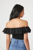 Women's Ruffle-Trim Off-the-Shoulder Bodysuit