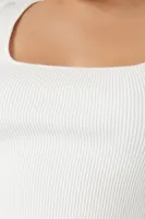 Women's Ribbed Sweater-Knit T-Shirt White,