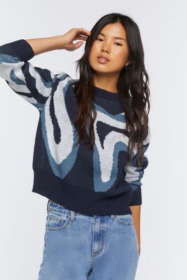 Women's Abstract Marble Print Sweater