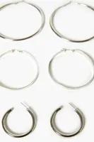 Women's Hoop Earring Set in Silver