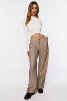 Women's Pinstriped Wide-Leg Pants in Khaki/Black Small