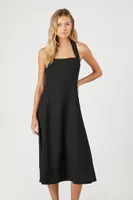 Women's Twill Halter A-Line Maxi Dress Black,