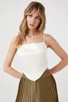 Women's Satin Lace-Up Handkerchief Cami in Cream Medium