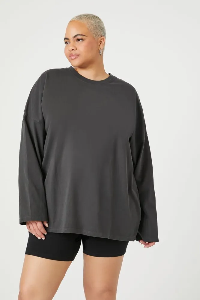 Women's Oversized Long-Sleeve Top in Black, Size 0X