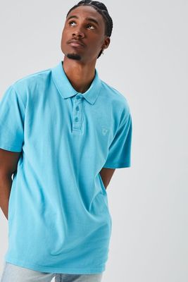 Men Embroidered Crest Polo Shirt Teal