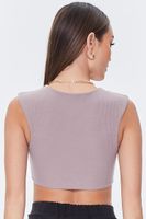 Women's Ribbed Knit Crop Top in Ash Brown Large