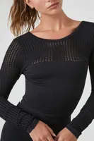 Women's Active Seamless Cropped Sweatshirt in Black Medium