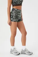 Women's Active Abstract Print Shorts in Dark Olive/Black Large