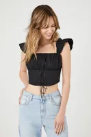 Women's Corset Lace-Up Crop Top Black