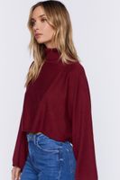 Women's Turtleneck Dolman-Sleeve Sweater in Burgundy Medium