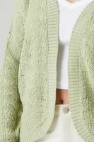 Women's Pointelle Knit Cardigan Sweater in Sage Large