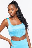 Women's Lace-Back Crop Top in Blue Large