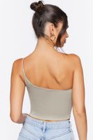 Women's One-Shoulder Crop Top in Grey, XL