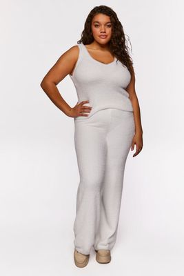 Women's Fuzzy High-Rise Pants in White, 1X