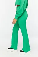 Women's Fleece Raw-Cut Flare Sweatpants in Green Medium