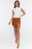 Women's Faux Leather Mini Skirt in Camel Small