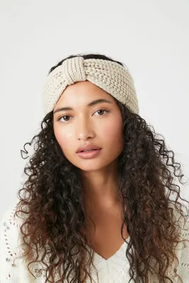 Knotted Purl Knit Headwrap in Oatmeal