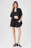 Women's Short-Sleeve Shirt & Shorts Set in Black Small