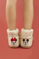 Women's Disney Mickey & Minnie Mouse Booties in Cream, 7.5