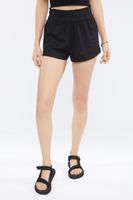 Women's Smocked Linen-Blend Shorts in Black Small