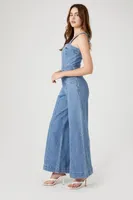 Women's Wide-Leg Denim Overalls in Medium Denim, XS