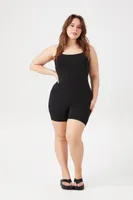 Women's Fitted Cami Romper in Black, 0X