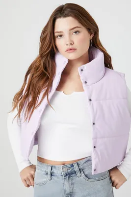 Women's Cropped Faux Leather Vest in Lavender Small