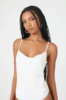 Women's Rhinestone Cami Bodysuit in White Medium