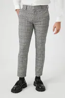 Men Slim-Fit Glen Plaid Pants in Grey, 29