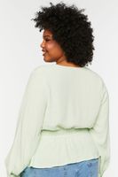 Women's V-Neck Flounce-Hem Top in Pistachio, 1X