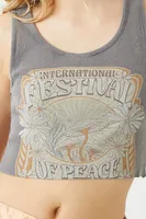 Women's Festival of Peace Graphic Tank Top in Charcoal, XL