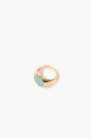 Women's Checkered Cocktail Ring in Gold/Green, 7