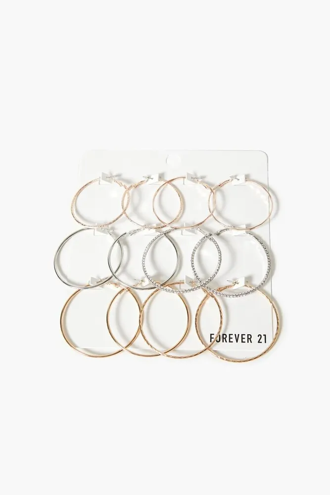 Women's Thin Hoop Earring Set in Silver/Gold