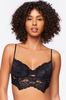 Women's Eyelash Lace Balconette Bra in Black Large