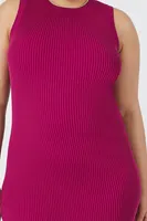 Women's Bodycon Midi Sweater Dress in Berry, 3X