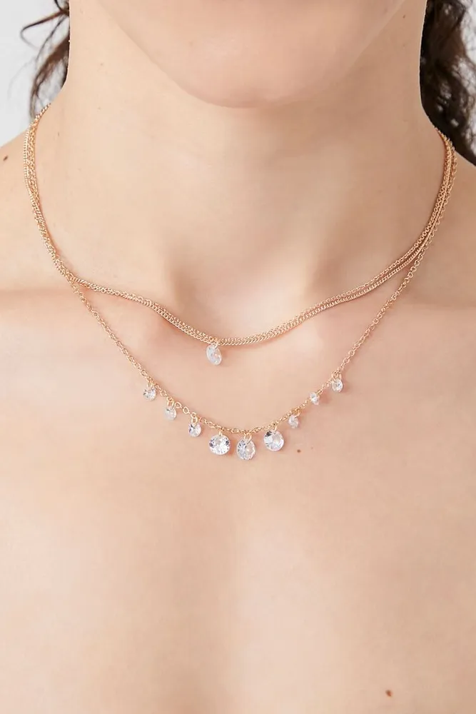 Women's Layered CZ Necklace in Gold