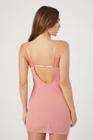 Women's Mesh Lace-Trim Lingerie Slip Dress in Peachy Cheeks Small