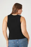 Women's Sweater-Knit Sleeveless Top in Black, 2X