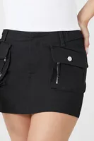 Women's Twill Cargo Mini Skirt in Black, XS