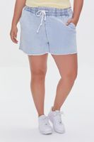 Women's Denim Drawstring Shorts in Light Denim, 14