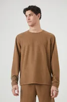 Men Ribbed Knit Crew Neck Top Deep